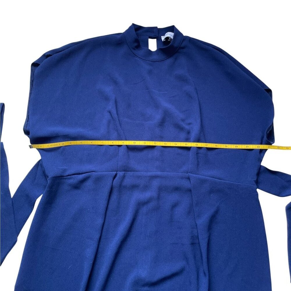 Closet London Blue High Neck Belted Dolman Sleeve Midi Dress SZ 8 - Picture 12 of 12